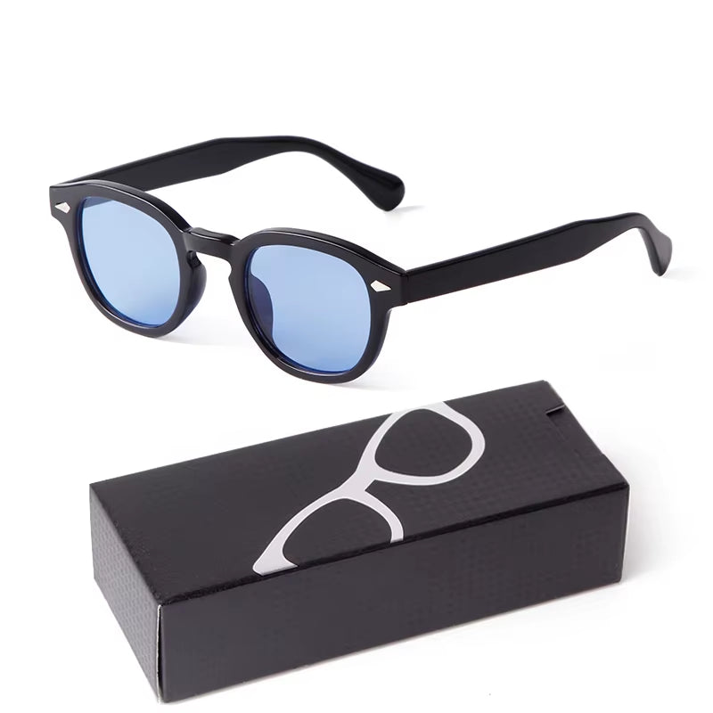 Fashion Gradient Blue Small round Sunglasses for Women Men Brand Designer Vintage Tortoise Square Sun Glasses Lunettes De Soleil