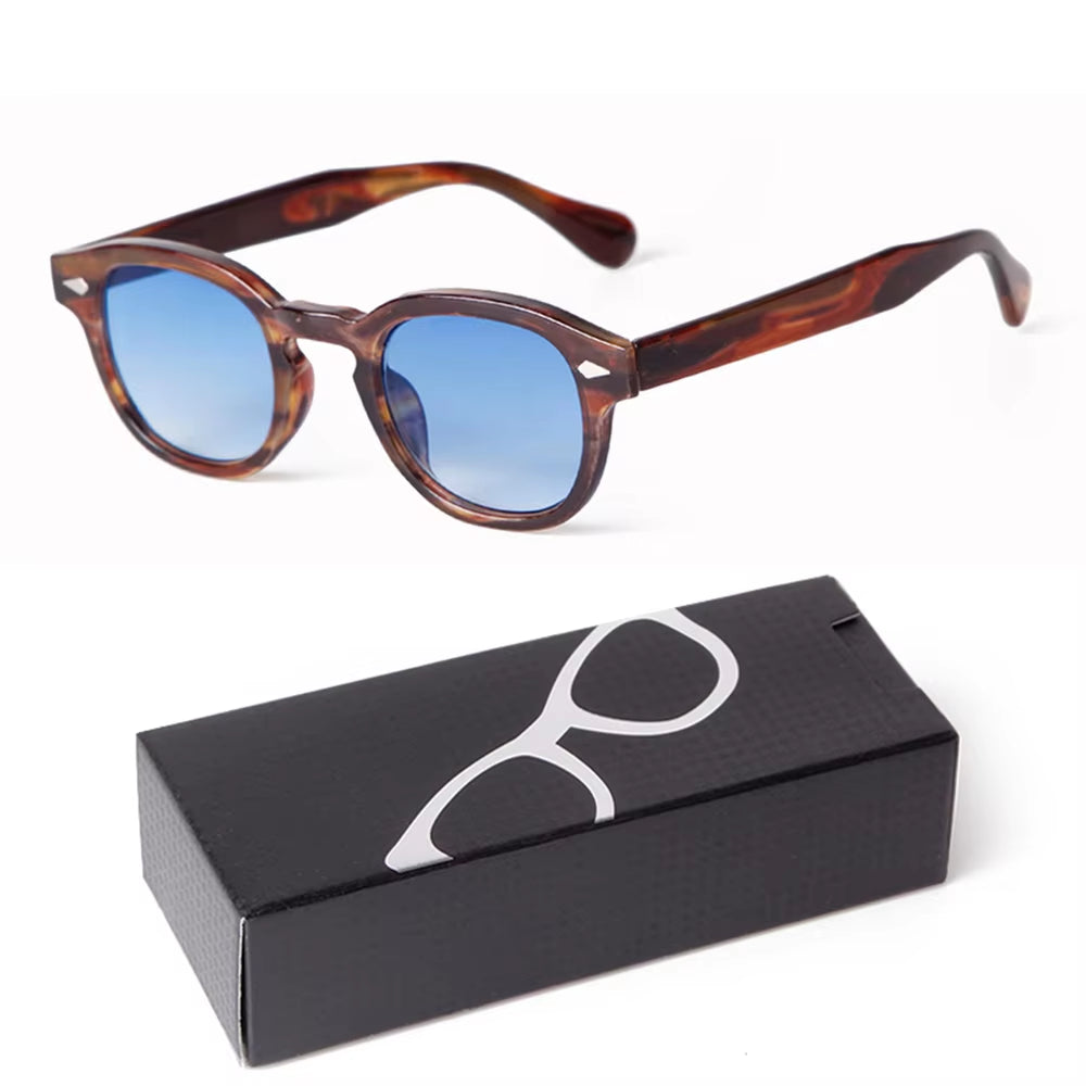 Fashion Gradient Blue Small round Sunglasses for Women Men Brand Designer Vintage Tortoise Square Sun Glasses Lunettes De Soleil
