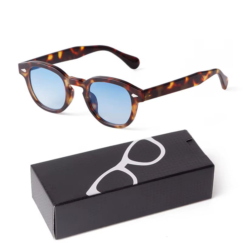 Fashion Gradient Blue Small round Sunglasses for Women Men Brand Designer Vintage Tortoise Square Sun Glasses Lunettes De Soleil